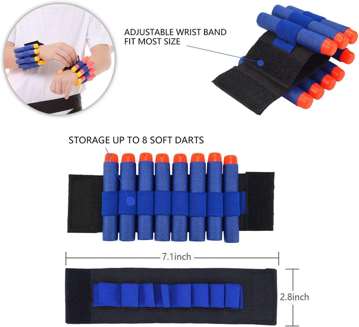 Tactical Vest Accessories Set for Nerf N-Strike Elite Series with 20 Refill Darts, 2 Quick Reload Clips, Wrist Ammo Holder, Safety Glasses, and Tube Mask