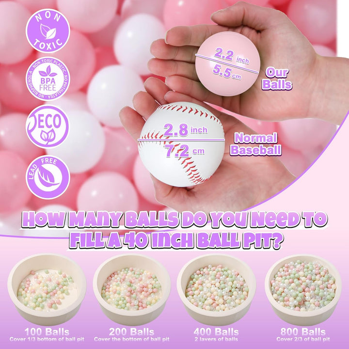 Ball Pit Balls for Toddlers Kids Plastic Balls for Ball-Pit Playpen Pool Baby Pastel Party Decor Fun Shaped Star Bulk 50 100 200 500 1000 Count