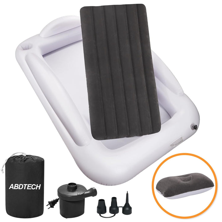 Inflatable Toddler Travel Bed - Portable Toddler Kids Travel Bed with Safety Sides Complete Kids Air Mattress Set with High-Speed Pump, Ideal for Vacation Camping and Sleepover (60 Inches)