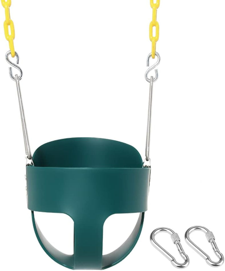 High Back Full Bucket Toddler Swing Seat with Yellow Coated Chains Fully Assembled Baby Swing Set Accessories