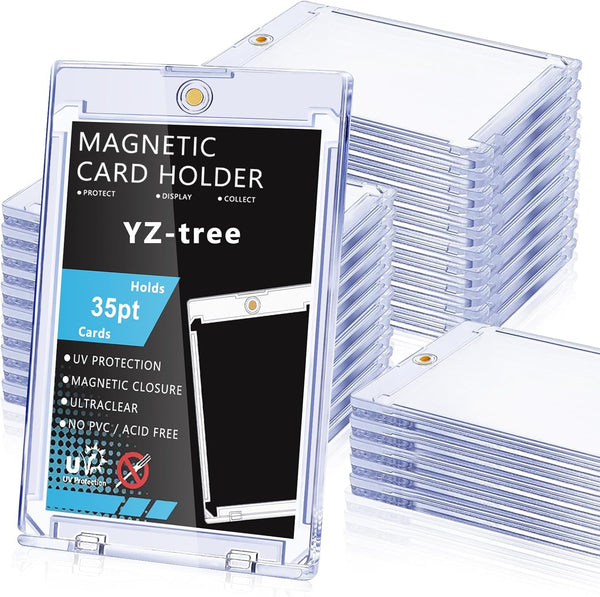 25 PCS Magnetic Card Holders: 35 Pt Magnetic Card Case for Trading Cards,One Touch Card Holder, U-V Protection Hard Plastic Card Protectors for Sports, Baseball, Game, Standard Cards Display