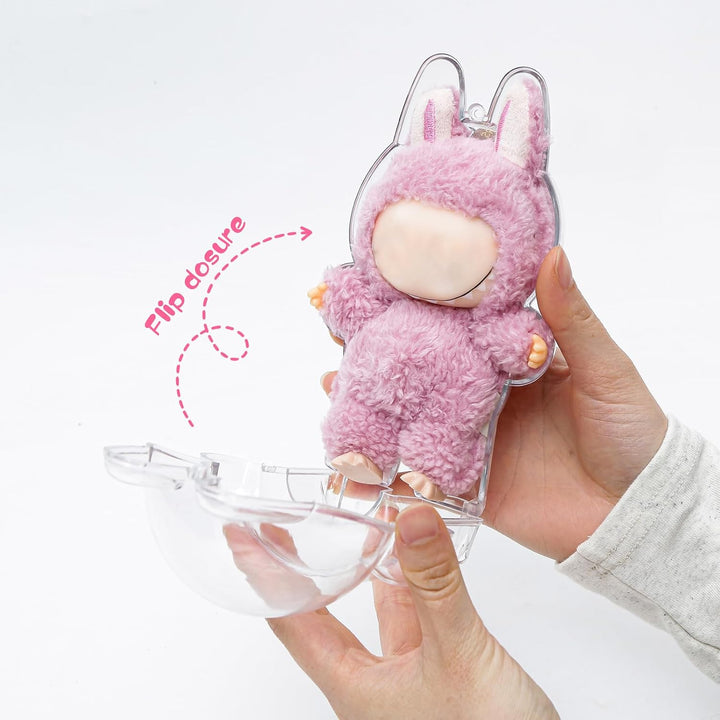 Protective Case for LABUBU, Clear Display Case with Keychain, (Doll Excluded, 1PCS Style a Standing)