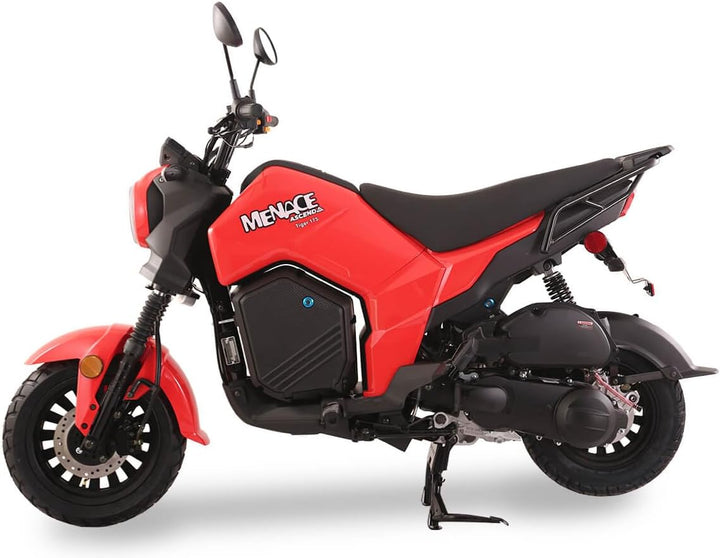 Electric Motorcycle, Street Legal Scooter, Red and Black, LED Headlight, Dual Mirrors