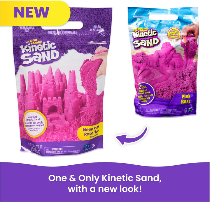 , 2Lbs Pink Play Sand, Moldable Sensory Toys for Kids & Classroom, Back to School Teacher Must Haves, Resealable Bag (Packaging May Vary)