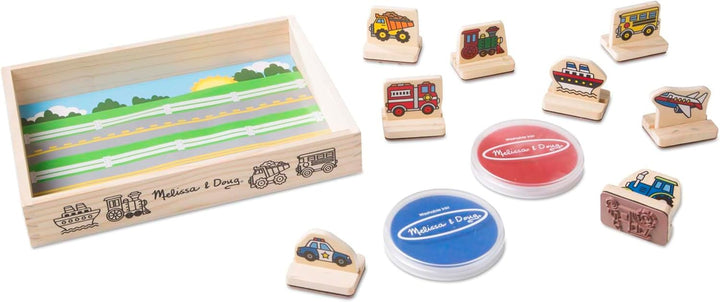 My First Wooden Stamp Set - Vehicles Kids Art Projects, Stamps with Washable Ink, Vehicle Toys for Kids Ages 4+