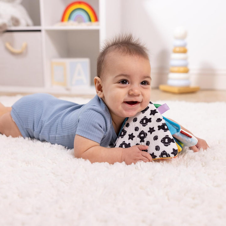 Ocean Tummy Time Triangle Infant Baby Toy, Soft Sensory Toy with Textures, Mirror, for Newborns to Ages 6 Months