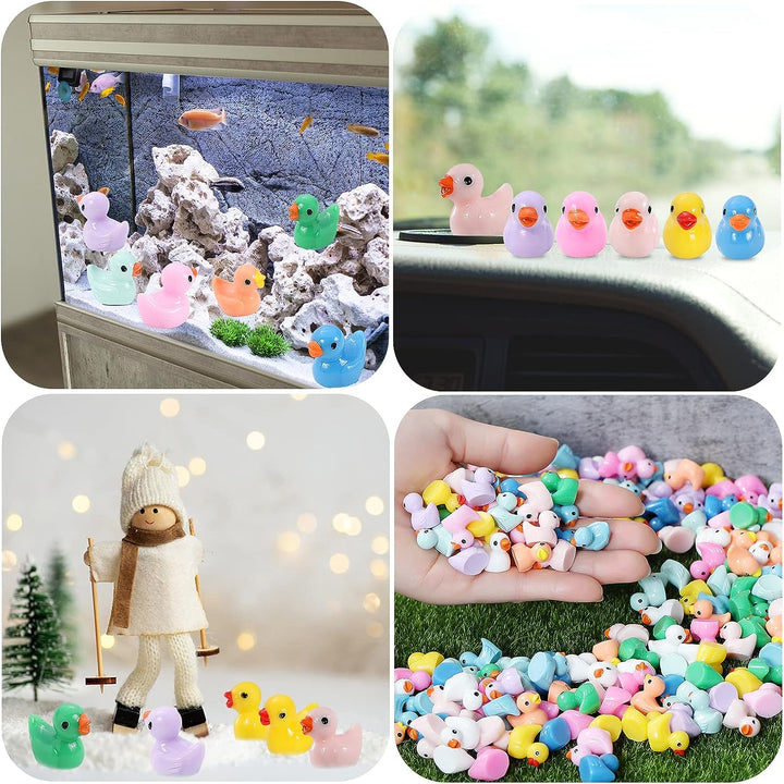 Mini Resin Ducks 220 Pack Tiny Duck Figurines Bulk for Miniature Dollhouse Decor Accessories Garden Aquarium Potted Ornament Party Toys DIY Charms Office Classroom Activity to Hide