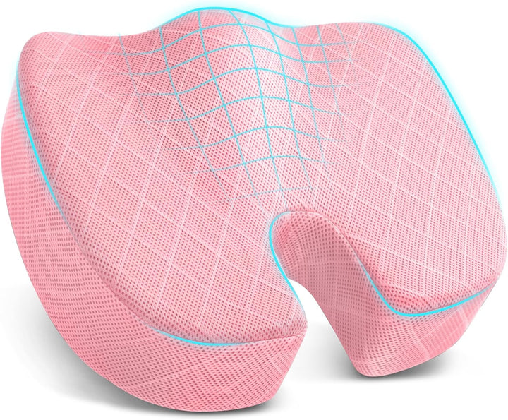 Seat Cushion - Memory Foam Cushion for Office Chair, Car Seat, Airplane, Bleacher - Sciatica & Hip & Coccyx Pain Relief Desk Chair Cushion for Long Sitting Office Workers, Car Drivers