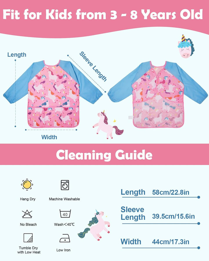 2 Pack Kids Art Smocks,Toddler Smock,Waterproof Artist Painting Aprons for Children