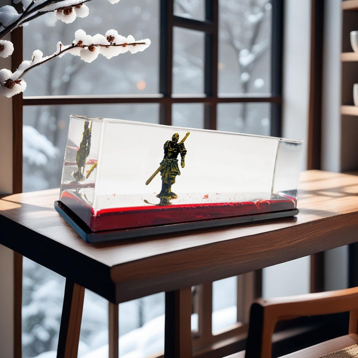Unsinkable Black Myth Wukong Action Figure Fun Toys Enthusiasts Acrylic Paperweight for Car Desk Decorations Liquid Wave Cruise Ship Fluid Drift Bottle Boat in a Box Toys (Gold)