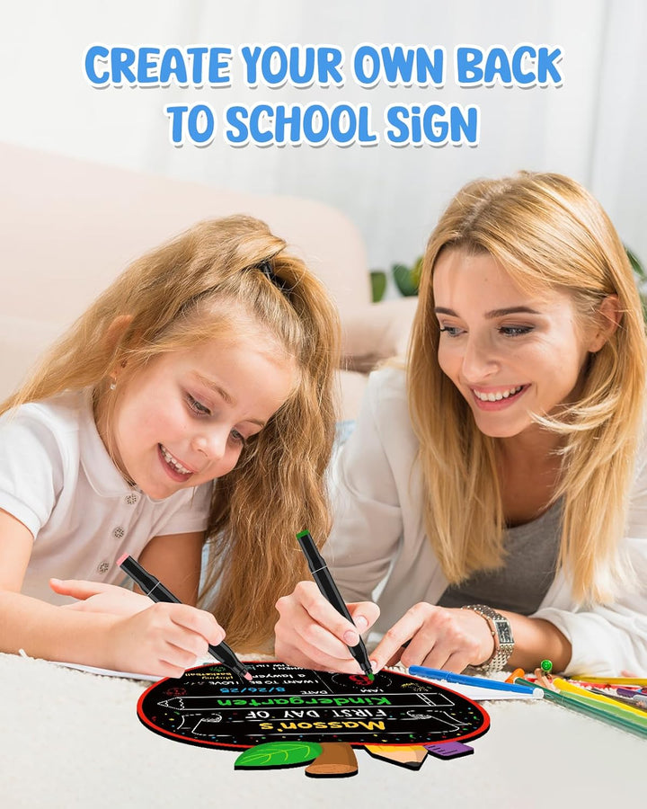 First&Last Day of School Sign - Apple Shape Reusable Erasable Double Sided Board Props for Preschool Kindergarten Kids Back to School Supplies Gifts