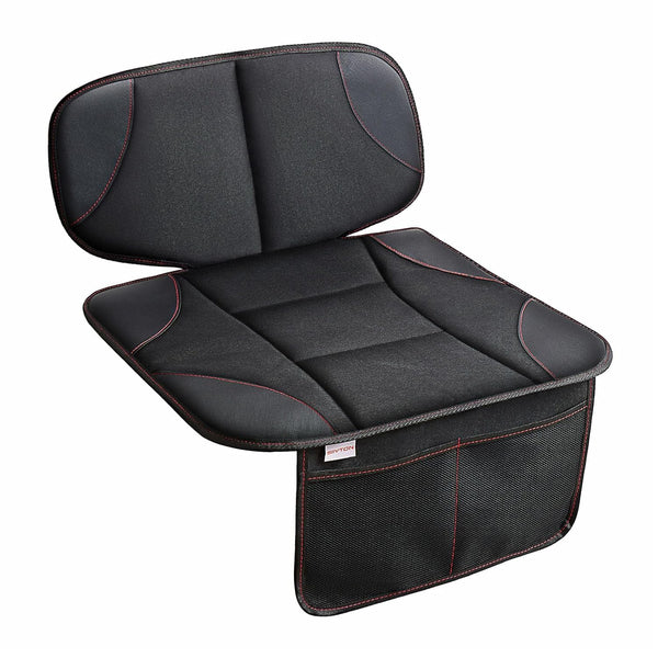 Car Seat Protector for Kids, Anti-Slip Design, Thick Padding, Prevents Seat Marks, 2 Storage Pockets for Toys & Snacks, Fits Most Cars, Black - 1 Pack