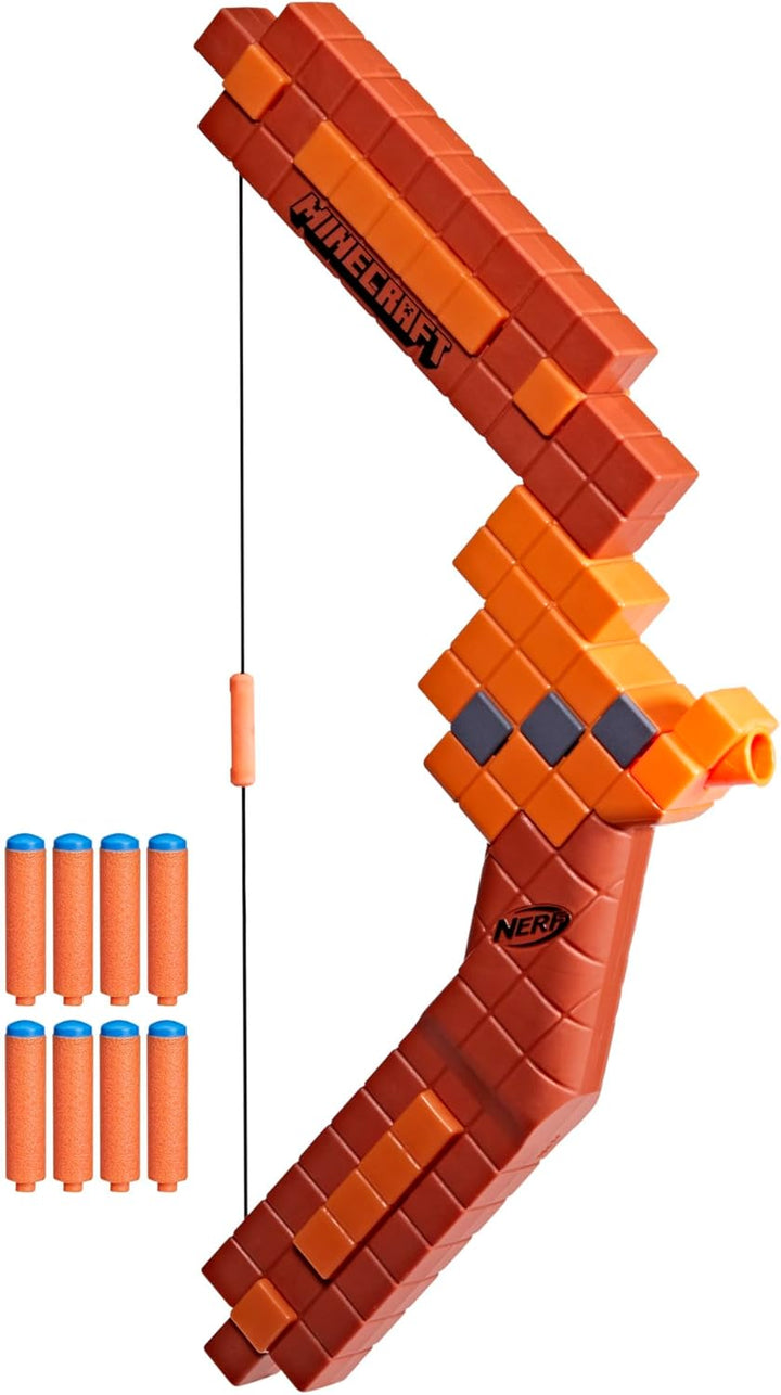 Minecraft Bow Dart Blaster, Pull-Back String Priming, 8  N1 Compatible Only with N1 Dart Blasters, Ages 8+