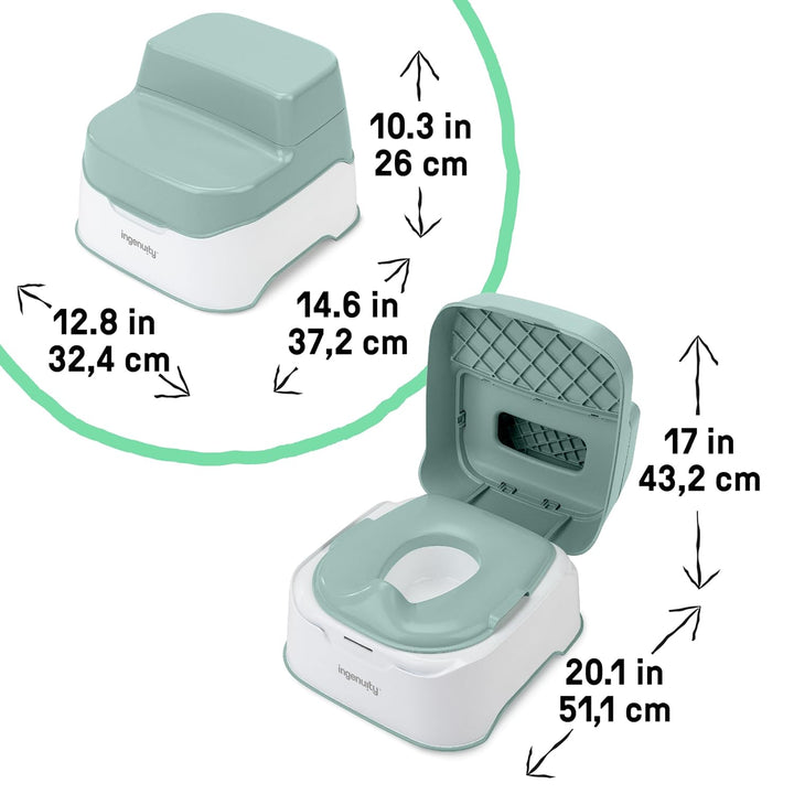 Prepare to Potty 3-In-1 System - Potty Training Toilet, Topper, Step Stool, Easy Setup, for Toddlers Ages 18 Months+