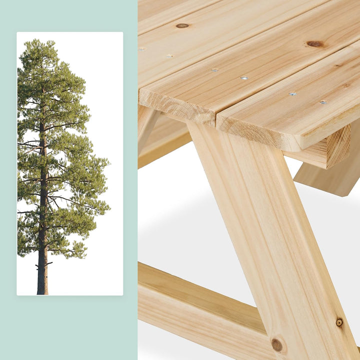 Children'S Garden Picnic Bench Seat Set 51 X 90 X 78 Cm for 4 Children Wooden Natural