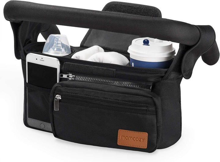 Universal Stroller Organizer with Insulated Cup Holder Detachable Phone Bag & Shoulder Strap, Fits for Stroller like Uppababy, Baby Jogger, Britax, BOB, Umbrella and Pet Stroller