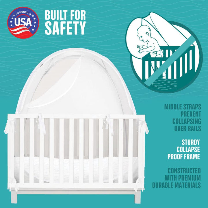 ® - Baby Safety Crib Tent - Premium Toddler Crib Topper to Keep Baby from Climbing Out - See through Mesh Crib Net - Mosquito Net - Pop-Up Crib Tent Canopy