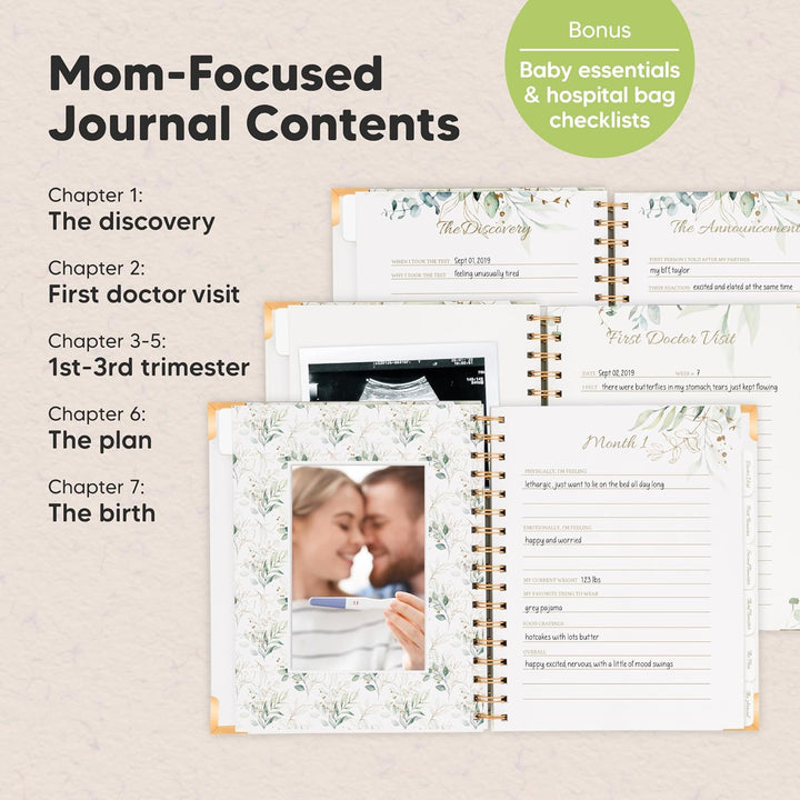 Pregnancy Journal for First Time Moms Gifts - 90 Pages Hardcover Pregnancy Memory Book, Beautiful & Cute Baby Book Keepsake, Ultrasound Baby Scrapbook, Mom to Be Gift (Alpine)