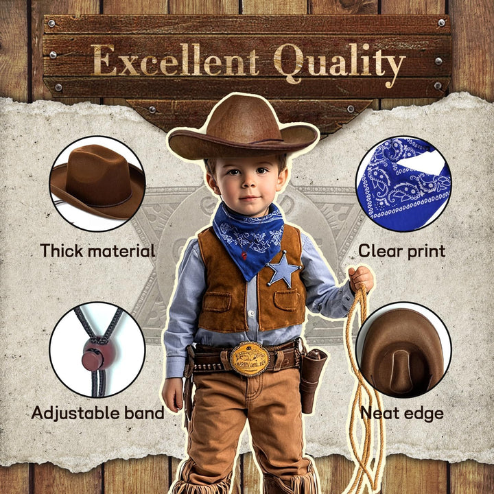 Toddler Cowboy Hat and Blue Bandana for Age 2-5