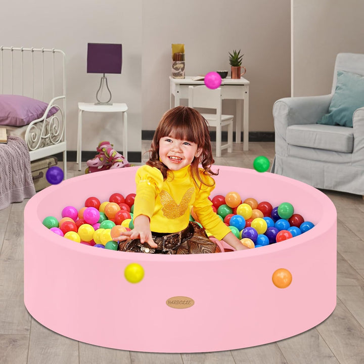Baby Ball Pit 35.4" Soft round Memory Foam Ball Pits NOT Included Balls Indoor Outdoor Playpen for Babies Toddlers Kids Great Gift for Girls Boys, White