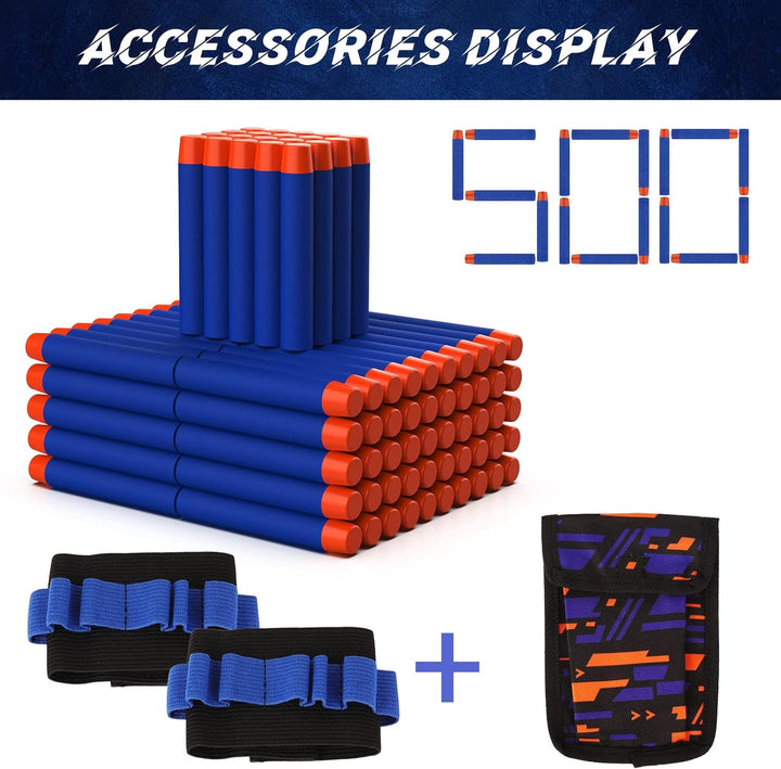 Nerf Bullets 500 Official Dart for Nerf N-Elite Series Refill Darts Foam Bullets Ammo Packs - Compatible with All Elite Blaster
