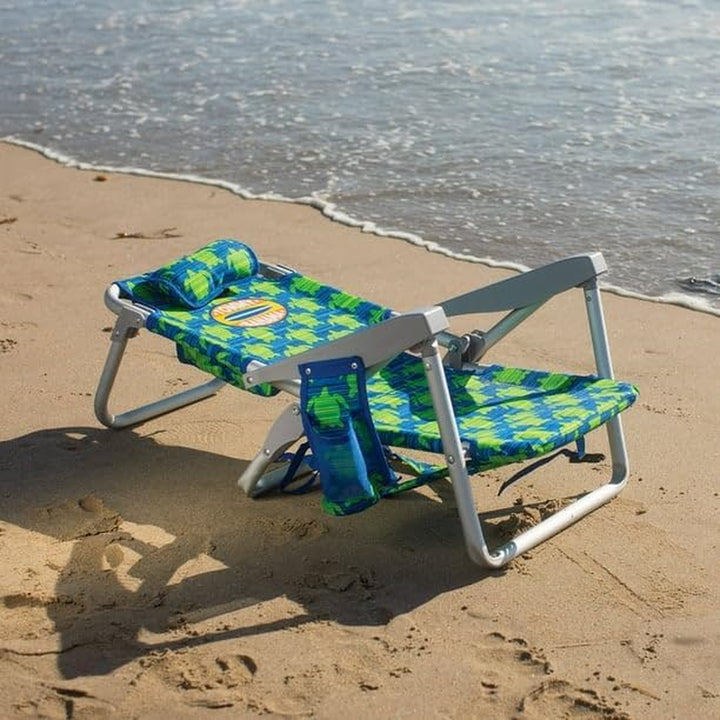 5 Position Kids Backpack Beach Chair Green Turtle