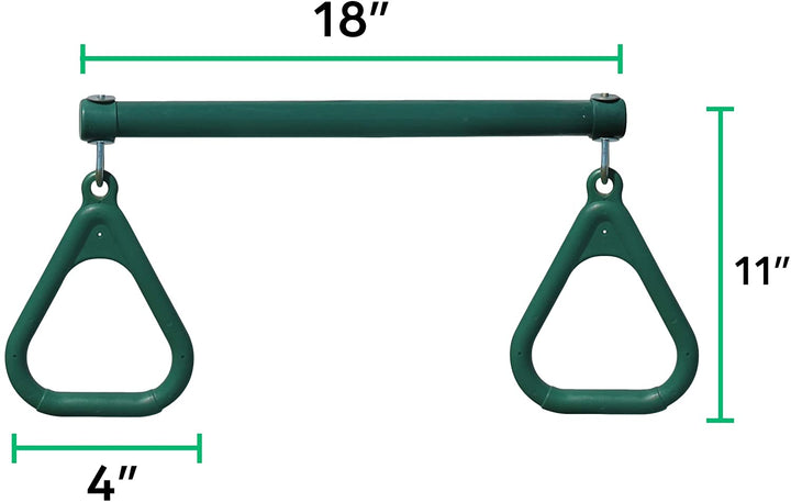 Swing Sets for Backyard, Monkey Bars & Swingset Accessories - Set Includes 18" Trapeze Swing Bar & 48" Heavy Duty Chain with Locking Carabiners - Outdoor Play Equipment (Green)