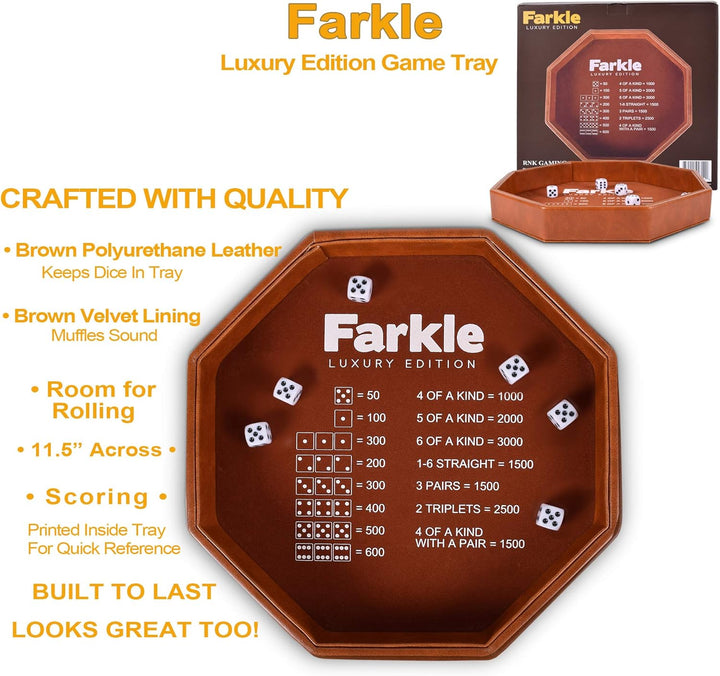 Farkle Luxury Edition Brown PU Leather Dice Tray