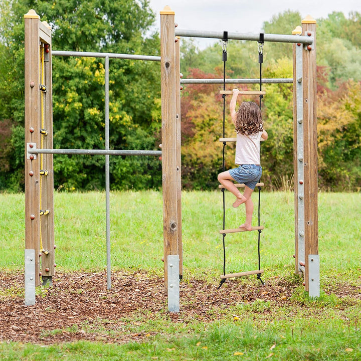 Rope Ladder for Kids Climbing Obstacle Wooden Swing Rope Ladder with 2 Hooks for Kids Climbing Game Hanging Ladder for Swing Accessories, Playground, Play Set