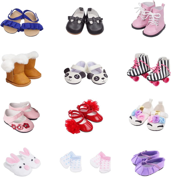 6 Pairs of Doll Shoes 2 Pairs of Socks Fits for 18 Inch Doll Shoes American Dolls Accessories