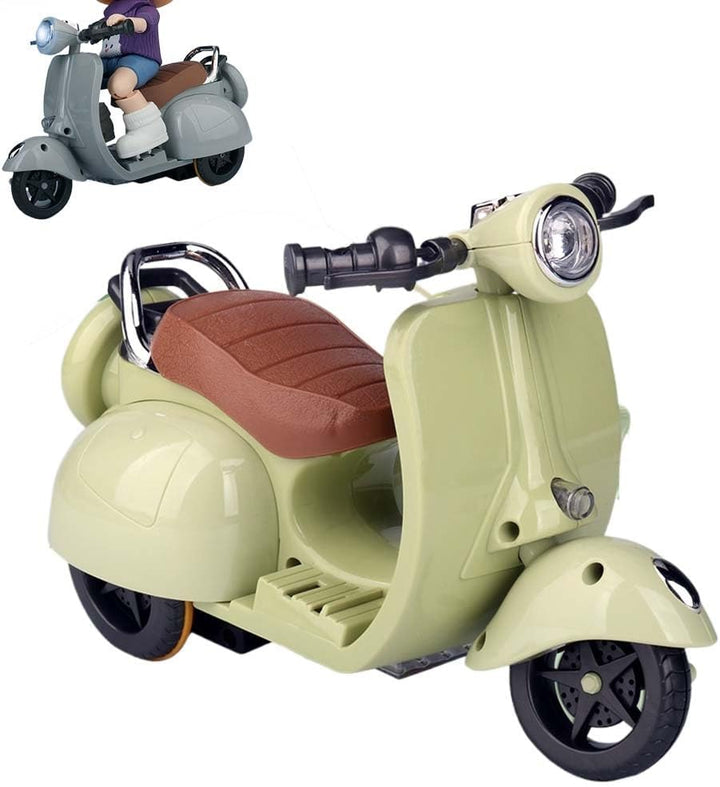 Scooter with Remote for Labubu, Electric Micro Mini Scooter for Labubu Accessories, Funny Plastic Doll Scooter Vehicles, Rotate 360° Interactive Scooter Ornaments Gifts for Lbubu Fans(Gray,With Batter