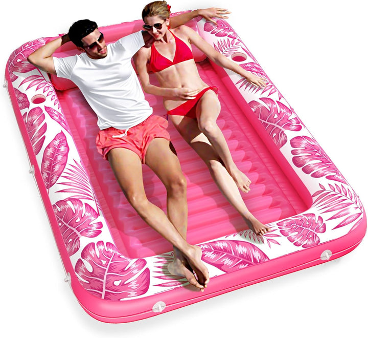 Inflatable Tanning Pool Lounger Float -  4 in 1 Sun Tan Tub Sunbathing Pool Lounge Raft Floatie Toys Water Filled Tanning Bed Mat Pad for Adult Blow up Kiddie Pool Kids Ball Pit Pool (L)