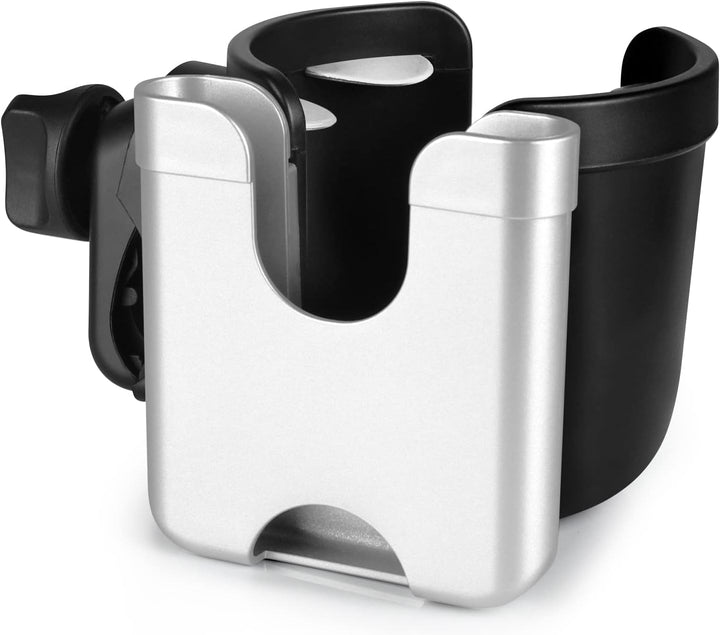 Stroller Cup Holder with Phone Holder, Bike Cup Holder, Universal Cup Holder for Uppababy Nuna Doona Strollers, 2-In-1 Cup Phone Holder for Stroller, Bike, Wheelchair, Walker, Scooter