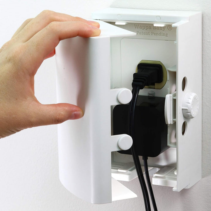 Baby Safety Outlet Cover BOX [Patent Pending] Double Lock for Much Better Toddler Proofing, Easier Operation, Simple 3 Step Install with Included Screws. Provides Extra Space inside for Plugs,Adapters
