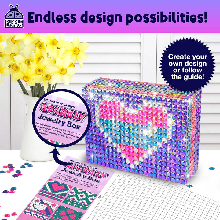 DIY Sparkly Jewelry Box Kit with Gems – Crafts for Girls 8-12, Birthday Gift Idea, Arts and Crafts for Kids 6-8, 8-12, Summer Activities, Fun Toys for Girls