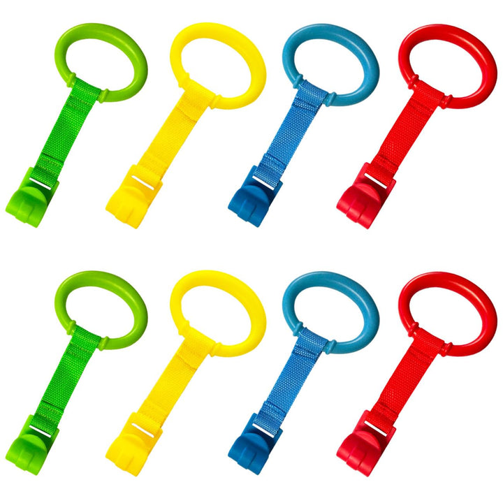 Baby Pull up Rings,Standing Walker Crib Tool 4 Pieces Playpen Crib Hook Ring Help Baby Stand Universal Walking Training Tool