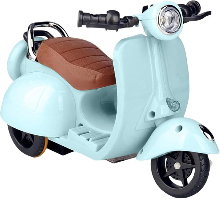 Mini Electric Doll Scooter Vehicles Toy Available Funny Doll Accessory with Music & Lights Could Rotate 360° Cute Plastic Scooter Toy Ornaments(Battery Not Included) (Blue)