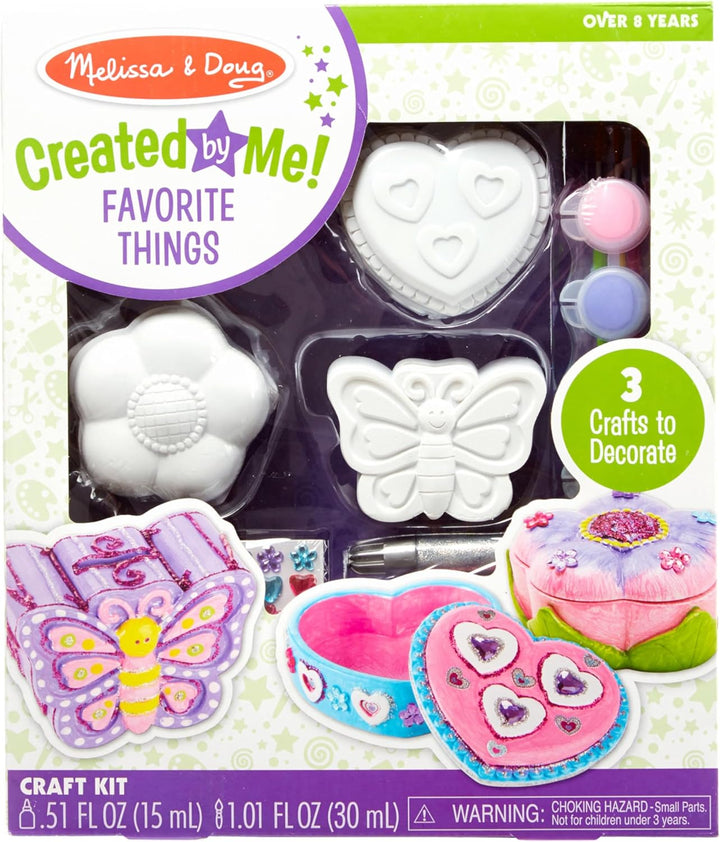 Created by Me! Favorite Things Craft Kits Set: Decorate-Your-Own Flower and Heart Treasure Boxes and Butterfly Bank