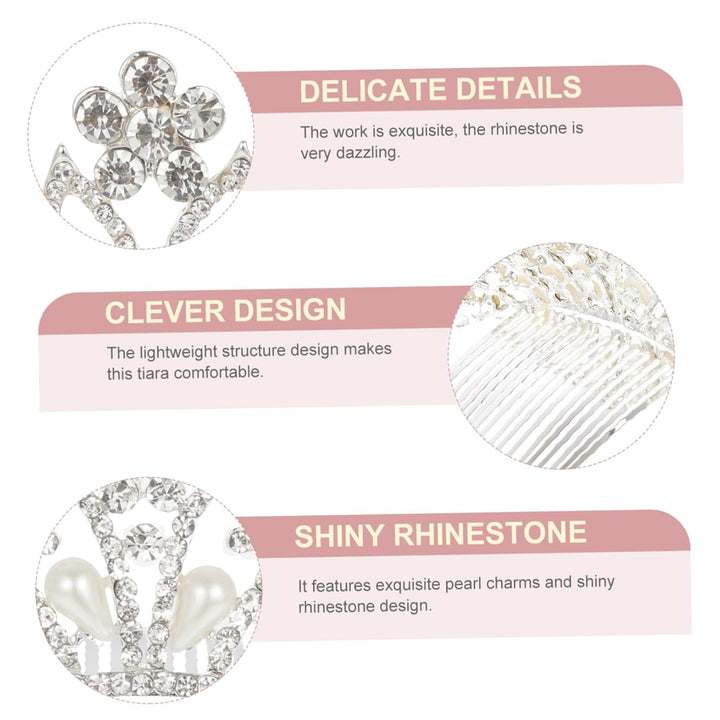 4Pcs Rhinestone Pearl Tiara for Elegant Crown Headdress with Rhinestone Design for Princess Parties and Special Occasions