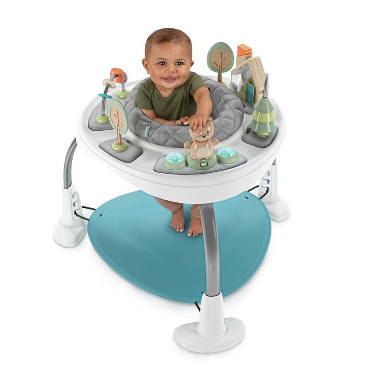 Spring & Sprout 2-In-1 Baby Activity Center Jumper and Table with Infant Toys - Ages 6 Months +, First Forest