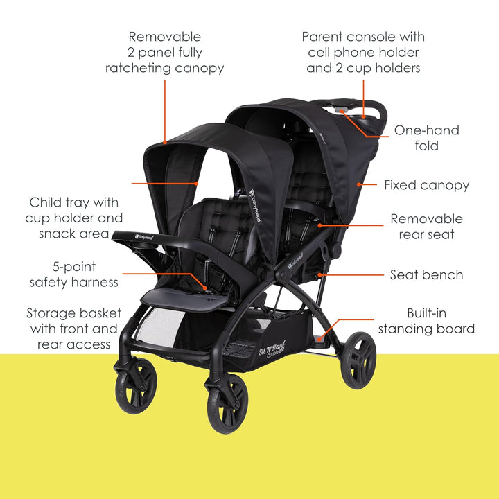 Sit N' Stand® Double 2.0 Stroller, Madrid Black