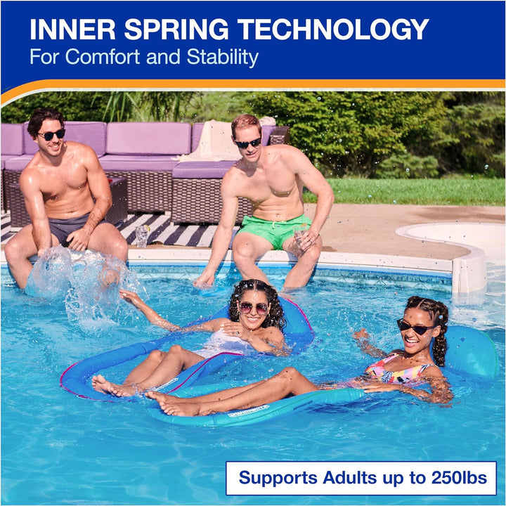 Spring Float Premium Hammock Pool Lounger, Inflatable Pool Floats Adult with Fast Inflation for Ages 15 & Up