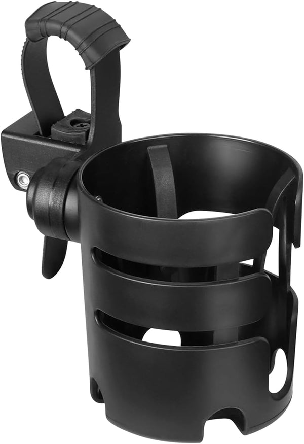 Stroller Cup Holder with Adjustable Strap, 360 Degree Rotatable Universal Cup Holder for Uppababy, Nuna, Doona Stroller, Drinks Holder for Wheelchair, Walker, Rollator