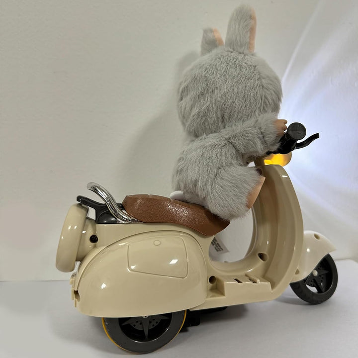 Scooter for Labubu, Scooter Toy with Light and Music, Have a Seat for Labubu Accessories, Mini Electric Doll Scooter Interactive Decor Desktop Ornaments (White)