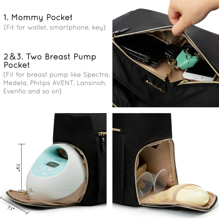 Breast Pump Bag Diaper Tote Bag with 15 Inch Laptop Sleeve Fit Most Breast Pumps like Medela, Spectra S1,S2, Evenflo