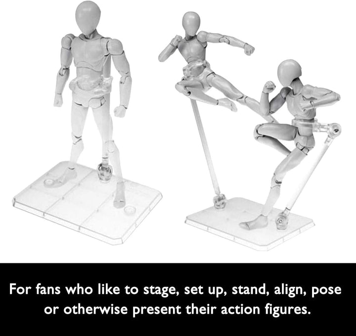 Action Figure Stand, 10Pcs Assembly Action Figure Display Holder Base Doll Model Support Display Stand Compatible with HG RG SD SHF Gundam 1/144 Toy Clear