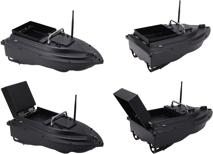 RC Fishing Bait Boat with 2.4Ghz Remote Control One-Hand Operation ABS Shell 1.5Kg Load Capacity Dual Motor Black