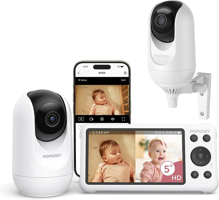 Smart Wifi Baby Monitor with Camera and Audio, 5" 1080P Screen with Wall Mount, Motion & Cry Detection, Safe Fence, Clear Night Vision, 5000Mah Battery, 2-Way Talk, Photo & Video Recording