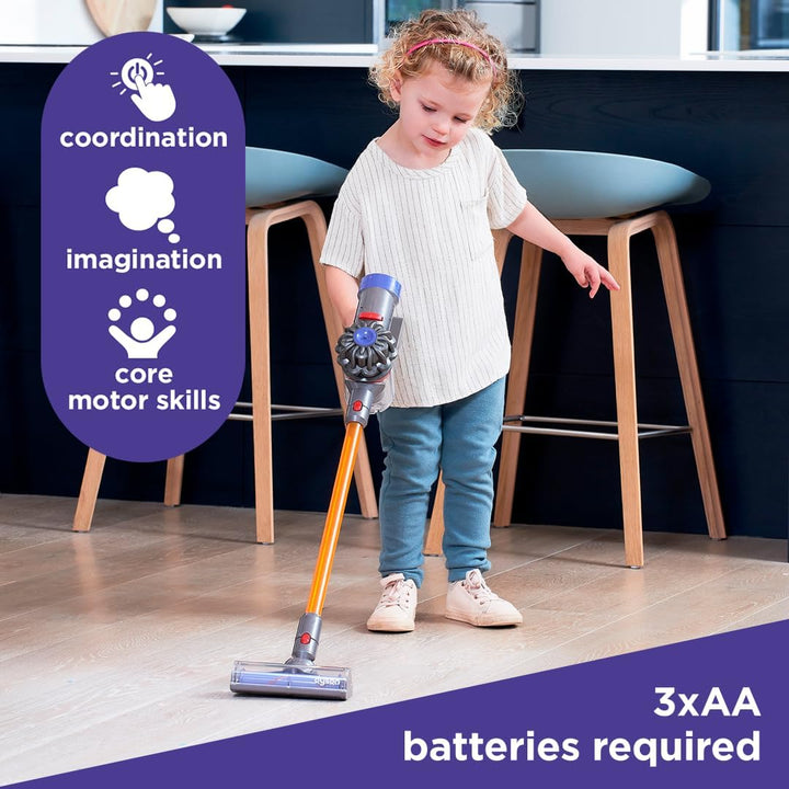 Dyson Cordless Vacuum Interactive & Officially Licensed Toy Dyson Vacuum for Children Aged 3+ Realistic Role-Play Fun, Purple and Orange