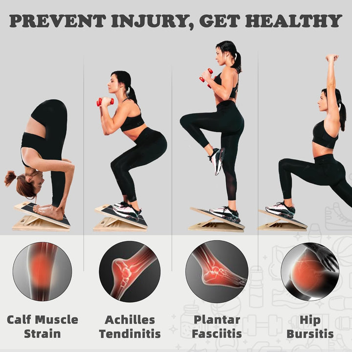 Portable Slant Board for Calf Stretching Squats Calf Stretcher Physical Therapy Equipment Adjustable Incline Board for Knees Ankle Heel Feet Leg